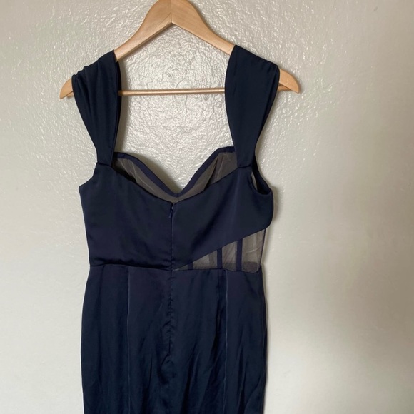 Marchesa Notte Navy Satin Corset Gown - Picture 7 of 7
